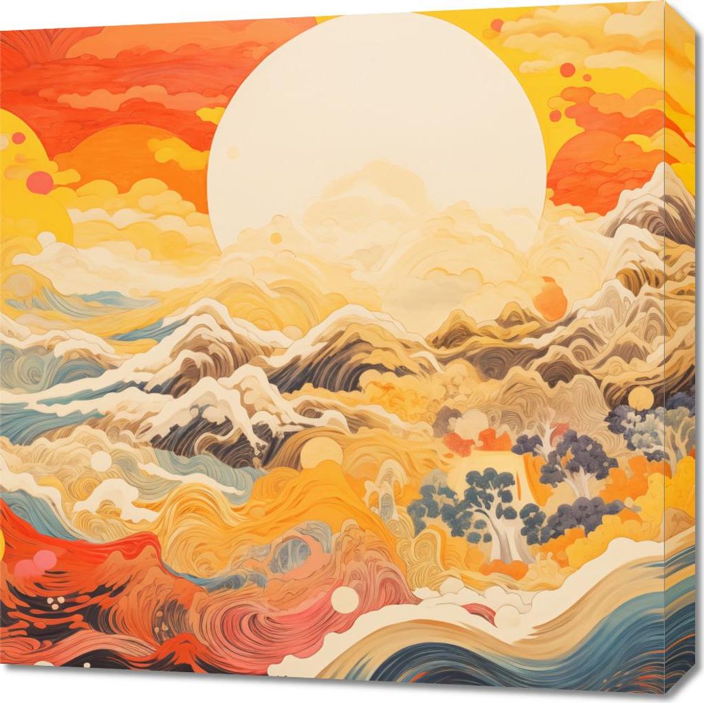 Bild 60x60cm Gedicht von Wind und Sonne