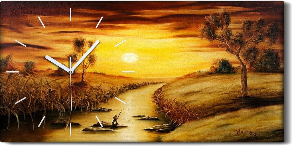 Wandbild Leinwand Bilder Wanduhr 60x30 Gemälde Landschaft Produktbild 