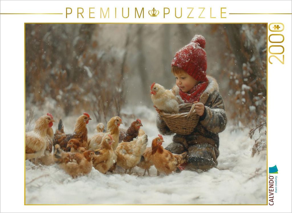 CALVENDO Puzzle Winterzauber auf dem Hühnerhof | 2000 Teile Lege-Größe 90x67cm Foto-Puzzle für glückliche Stunden