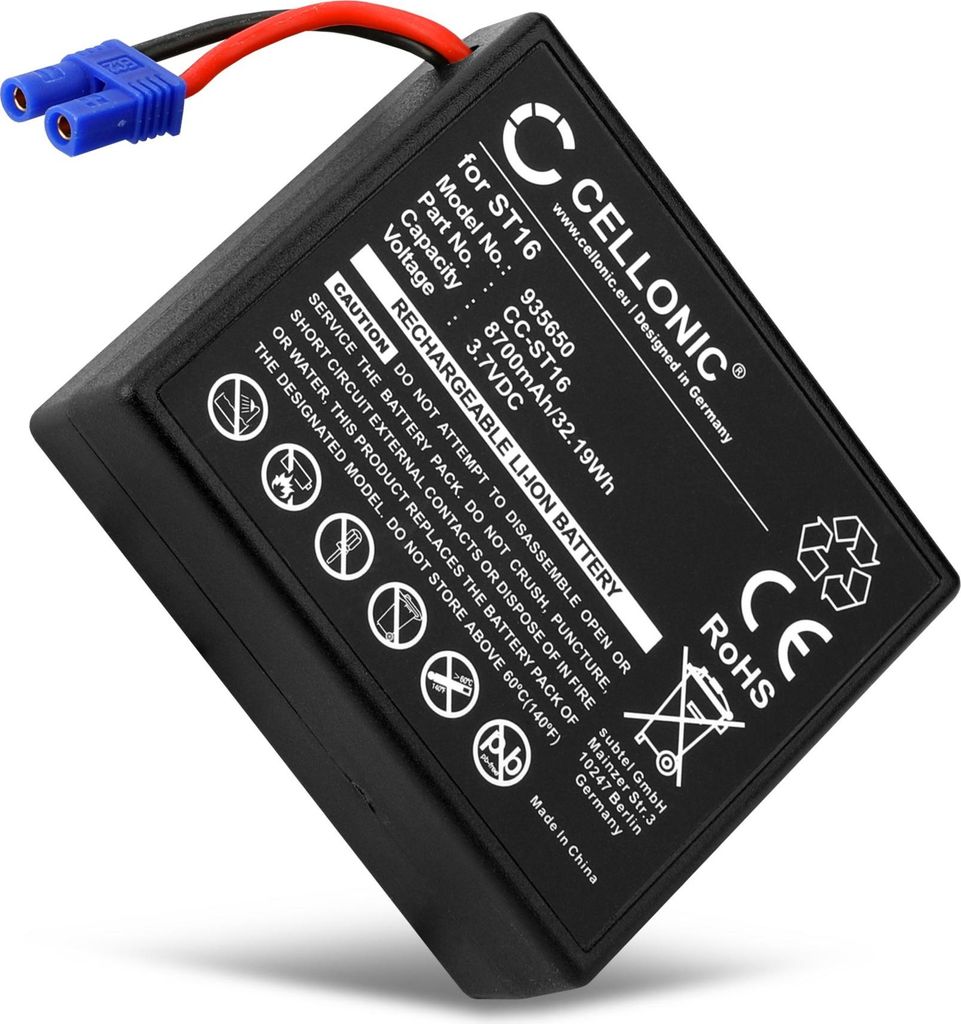 CELLONIC 1x Akku für Drohne Kompatibel mit Yuneec H480 Drone Remote Control, ST16 Pro Remote Controller, ST16 Remote Controller, ST16 - (8700mAh, ...
