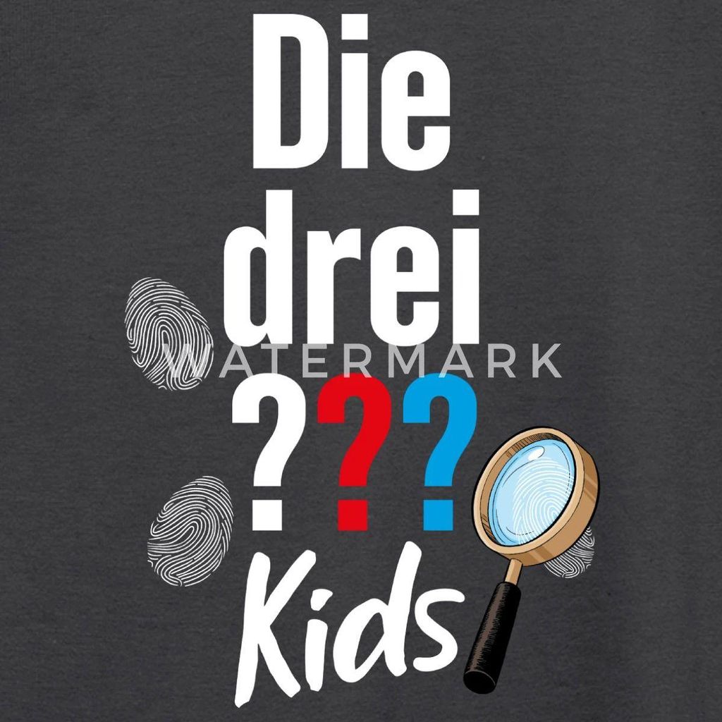 Spreadshirt Die Drei Fragezeichen Kids Logo und Gadgets Teenager T-Shirt, 152/164 (12-14 Jahre), Dunkelgrau