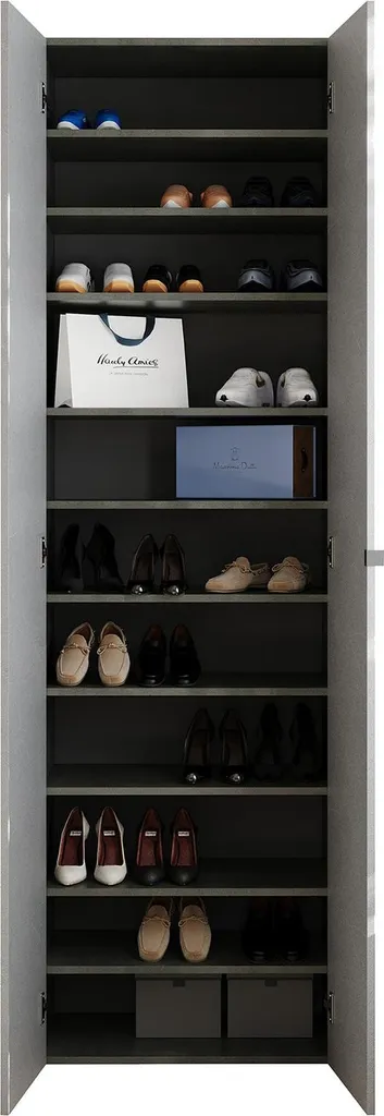 Armoire de Bureau 2 Portes 10 Étagères 212 cm de Haut Gris Ciment