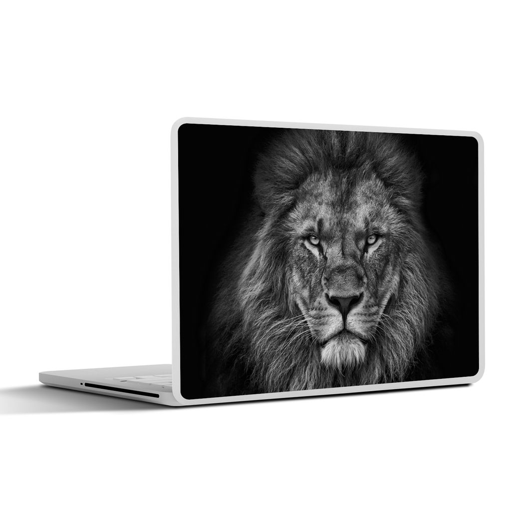 MuchoWow Laptop Aufkleber Sticker Cover Löwe - Tiere - Schwarz - Weiß 32.5x23.5 cm - Sticker für Laptop - Selbstklebend