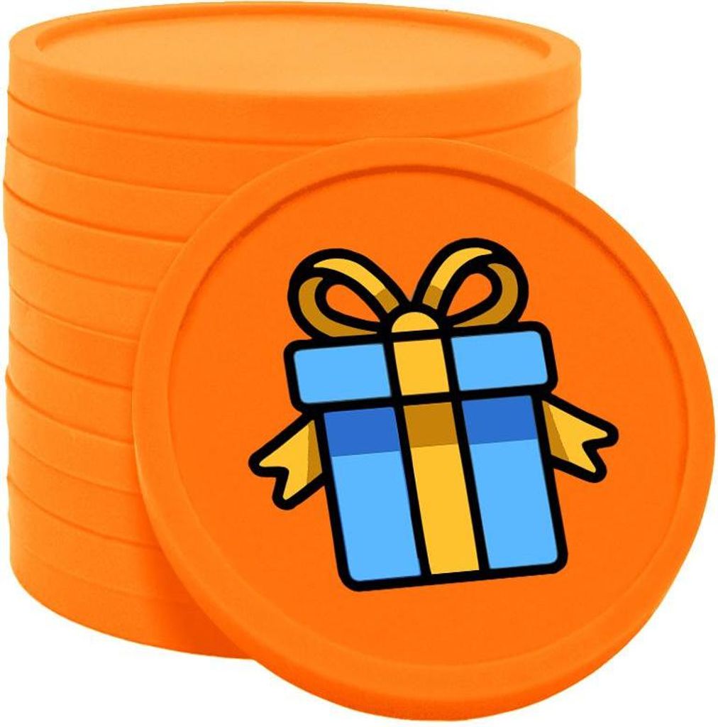 CombiCraft Kunststoff Wertmarken Chips Geschenk in Orange- 100 Stück - Ø29 mm