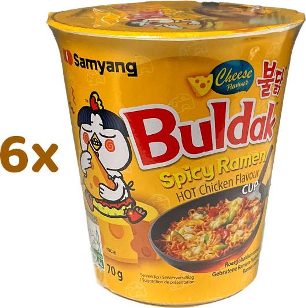 Buldak Cheese Flavour Cup - Chicken Instant Ramen 6x 70g Produktbild 