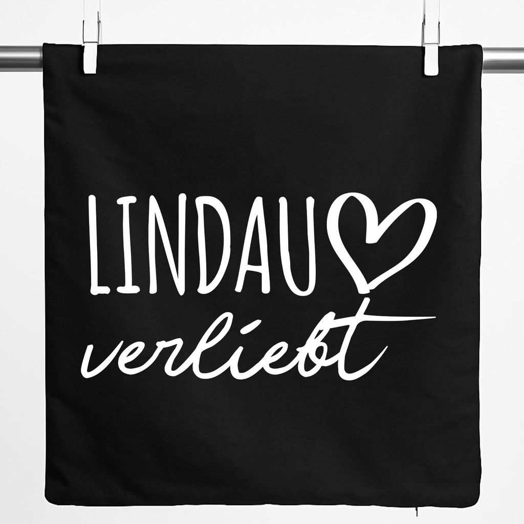 Huuraa Kissenbezug Lindau Bodensee verliebt 40x40cm Black Baumwolle Dekokissenbezug Geschenkidee