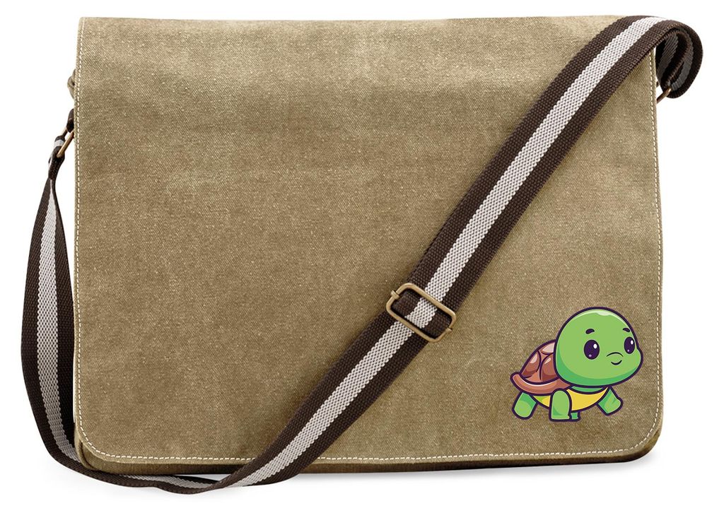 Huuraa Umhängetasche Baby Schildkröte Comic 14 Liter Sahara Canvas Laptoptasche Geschenkidee