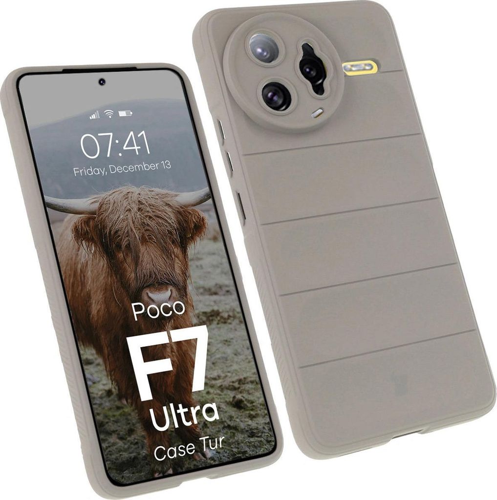 Robuste Handyhülle für Xiaomi Poco F7 Ultra, Bizon Case Tur, Hellgrau