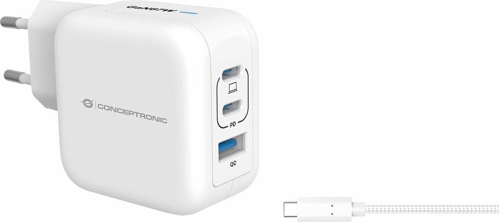 CONCEPTRONIC Ladegerät 3Port, 67W,2xUSB-C,1xUSB-A, 1.5m, ws