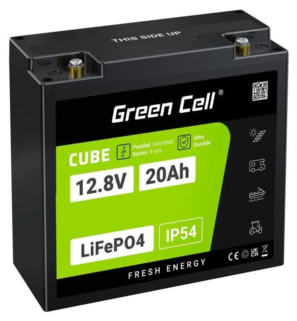 Batterie LiFePO4 12,8V 20Ah Haute Durée de Vie pour Onduleur Green Cell