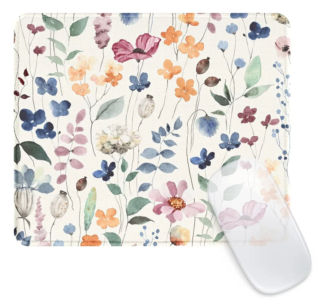 Tapis de souris qui ne glisse pas avec surface étanche fleurie