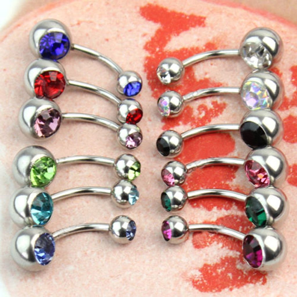 12 Stück 316L Chirurgenstahl Strass Bauchnabelpiercing Bauchnabelpiercing Schmuck Geschenk