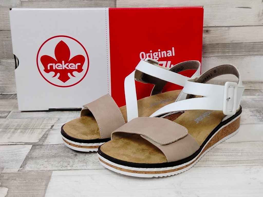 Rieker sandali con zeppa da donna bianco/beige Immagine del prodotto 
