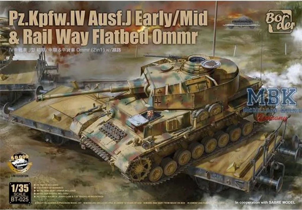 Border Model BT-025 Panzer IV Ausf.J : Kit complet char et wagon plat