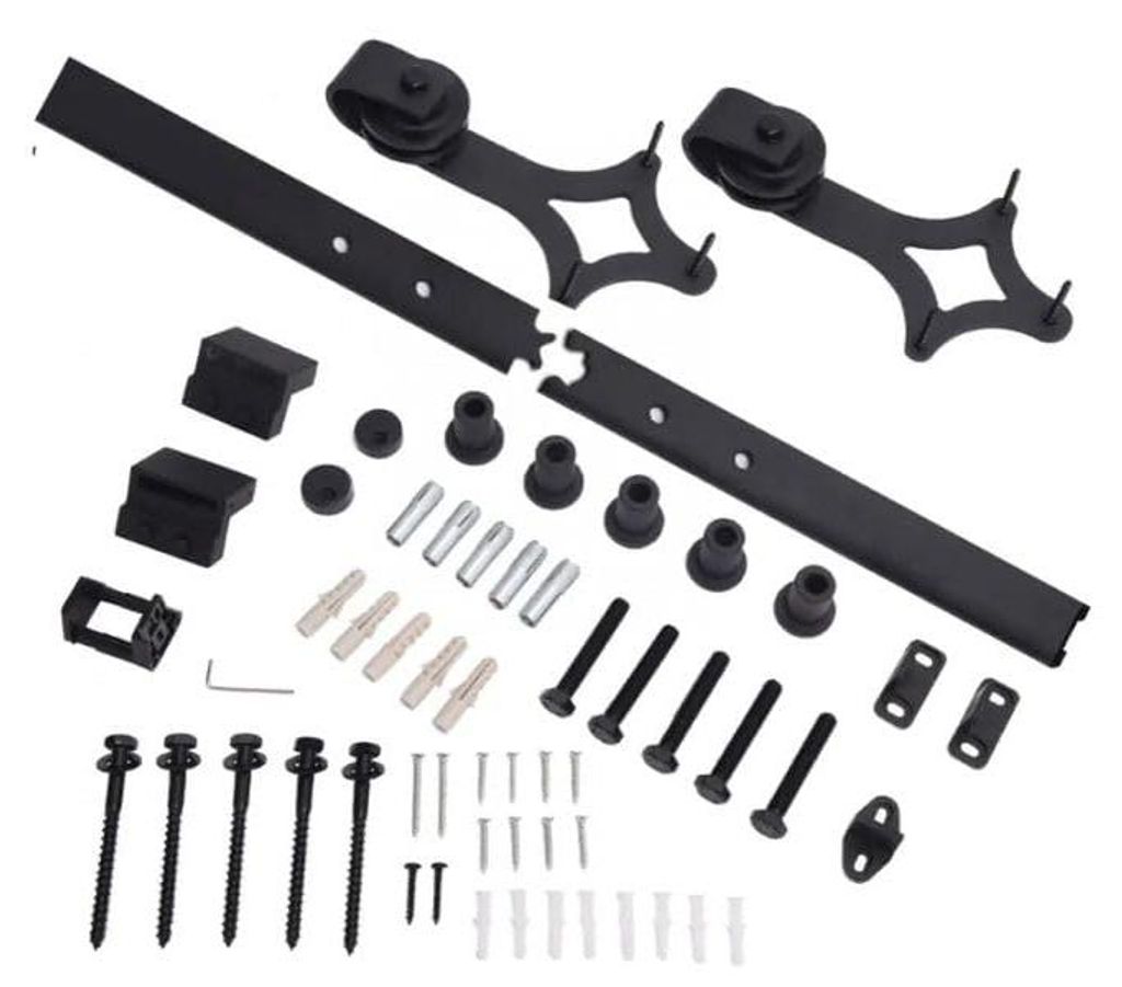 LogistSystem Modern Schiebetür Komplettset 200cm - Schiebetürsystem Set - Schwarz