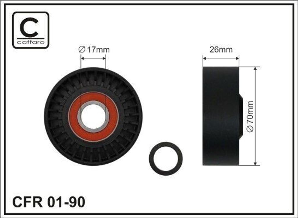 CAFFARO 01-90 Spannrolle Keilrippenriemen 70mm für BMW 3 Limousine (E46) 5 Limousine (E60) 5 Touring (E61) 5 Limousine (E39) 3 Touring (E46) X3 (E83)