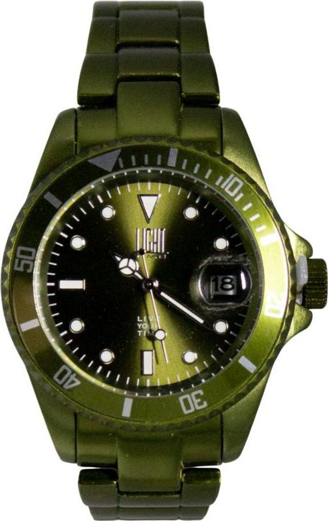 Light Time Armbanduhr Quarz Damen Herren Datum Aluminium Grün L125MIN