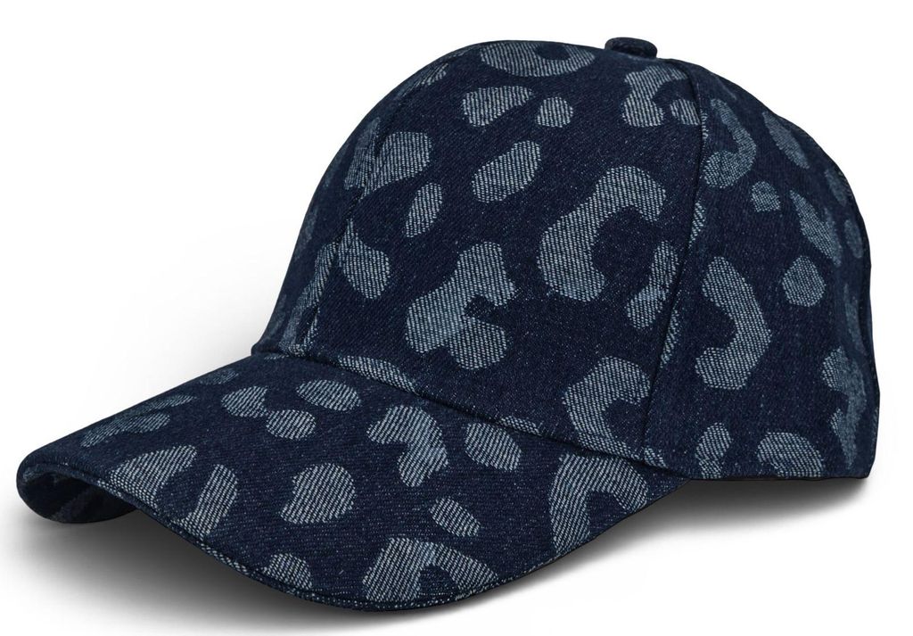 styleBREAKER Baseball Cap Jeans mit Leo Muster | 6-Panel Kappe aus Baumwolle verstellbar | Uni Basecap Animal Print für Sport & Freizeit