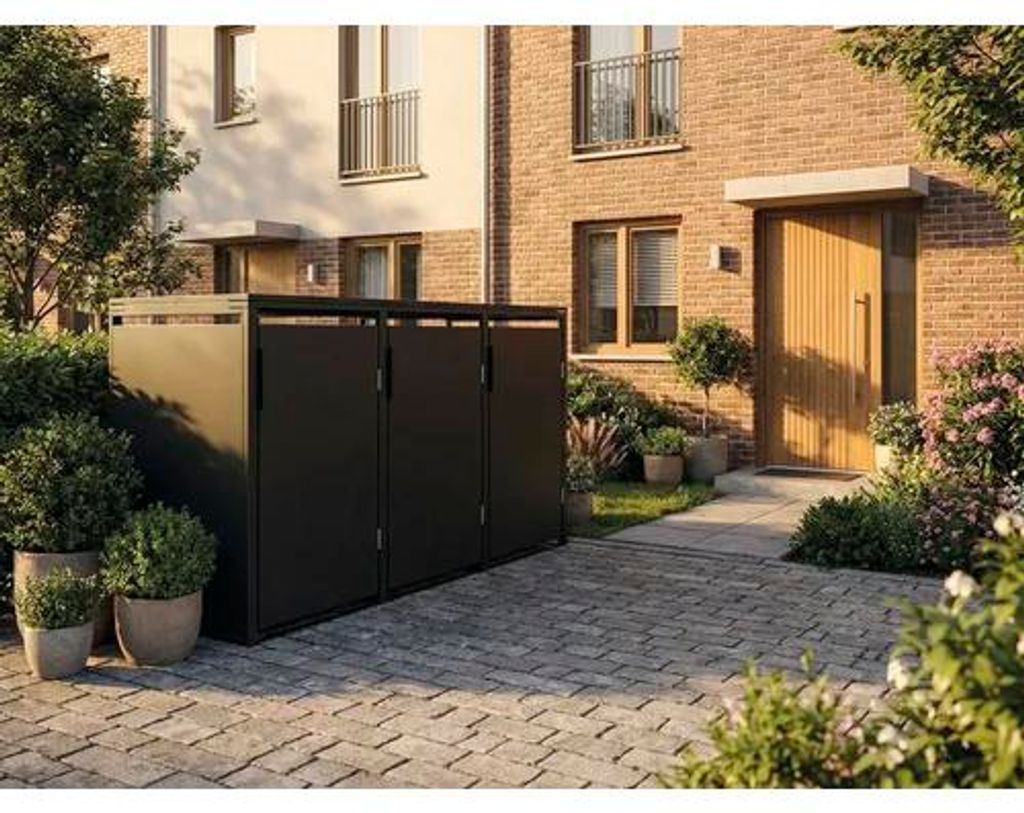 Mülltonnenbox Konsta Mülltonnenbox-Set 3er für 3 x maximal 240 l Mülltonnen Metall inkl. Gasdruckfedern 198,5 x 80 x 116