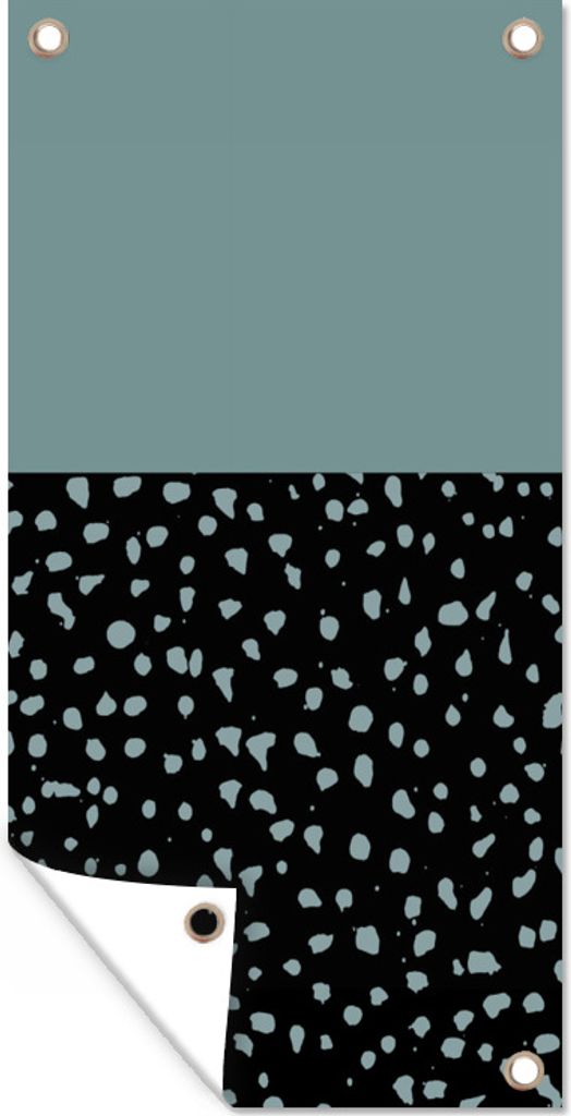 MuchoWow 30x60 cm Outdoor-Poster Gartendeko Sichtschutz Garten Poster für den Garten Polka dots - Grün - Schwarz