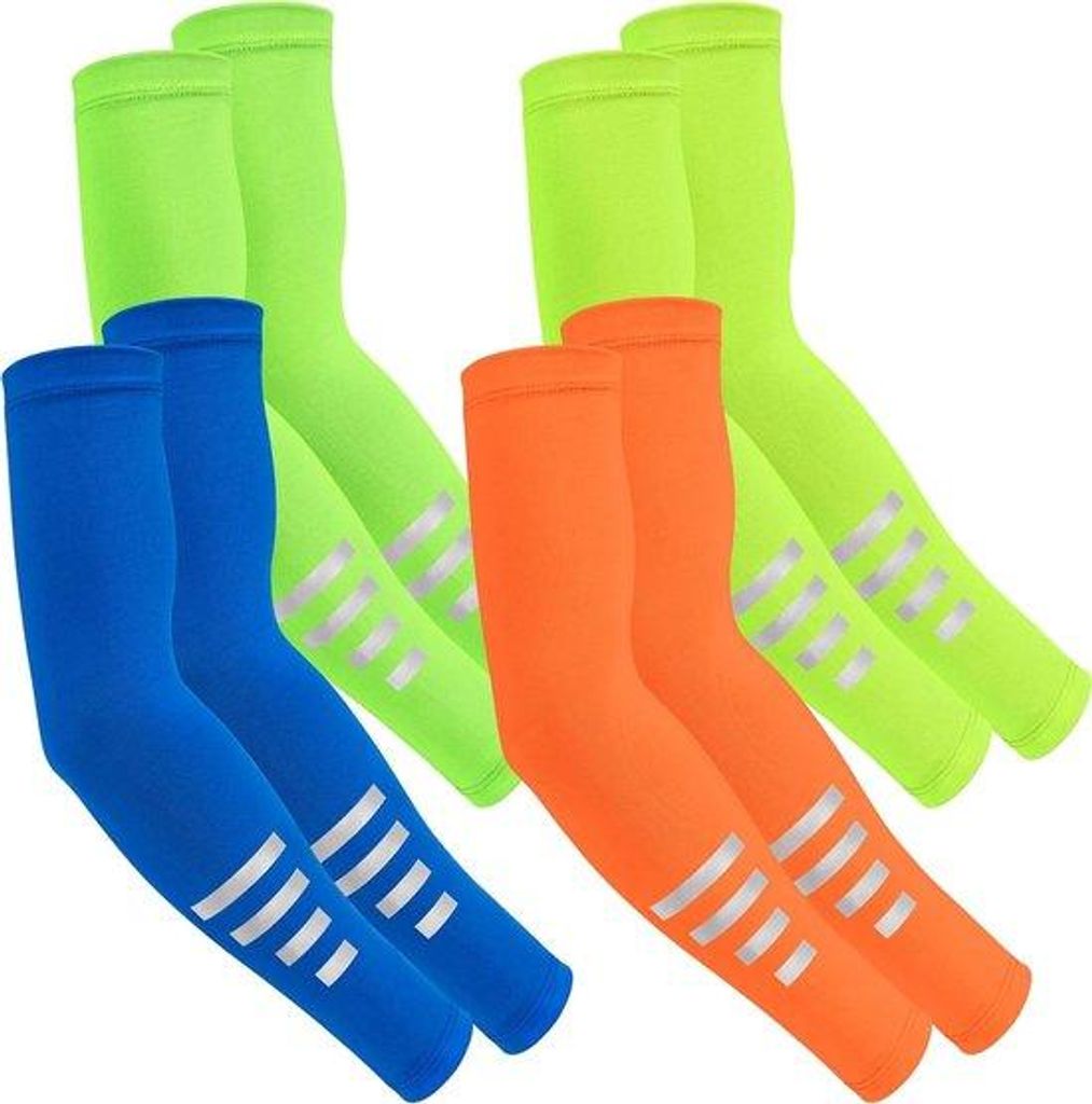 Reflektierende Armwarmern für Sport mit UV-Schutz, unisex, 4er Pack