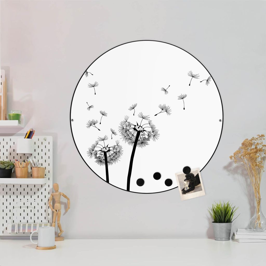 Tablica magnetyczna stalowa czarna okrągła 47cm Dandelion 2 Zdjęcie produktu 