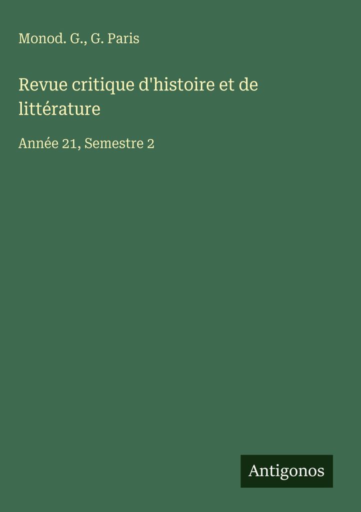 Revue critique d'histoire et de littérature
