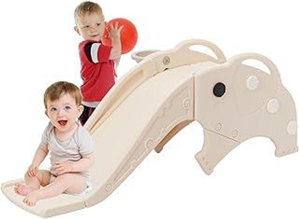Siairo 3 in 1 Kinder Rutsche, Kinderrutsche mit Basketballkorb, Rutsche für Innen und Außen, Kinderrutsche für den Garten, Tolles Geschenk für ...