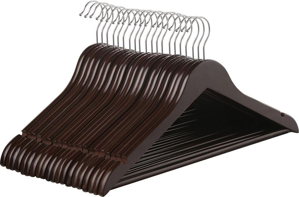 Kleiderbügel aus Ahornholz, 20 Stück, dunkelbraun