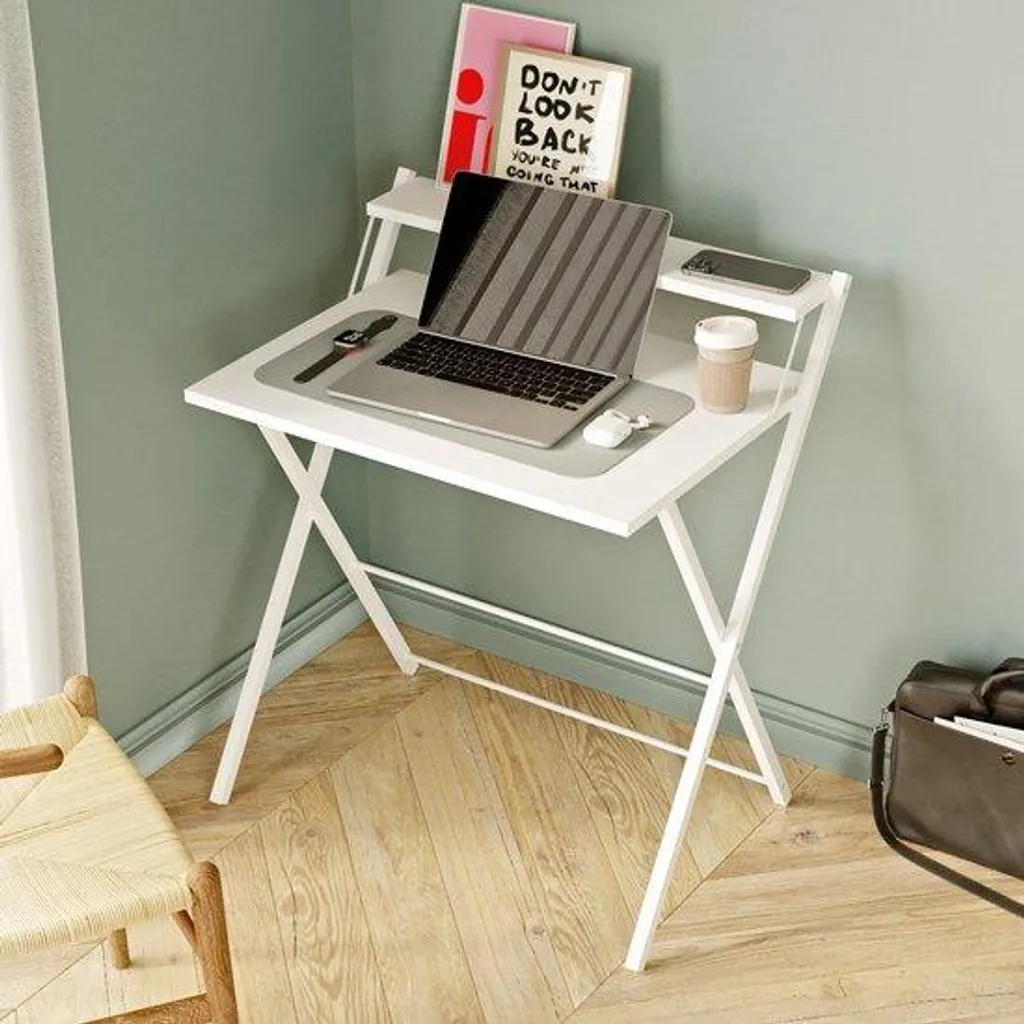 Table de travail pliante 76x50cm avec rangement pour petits espaces
