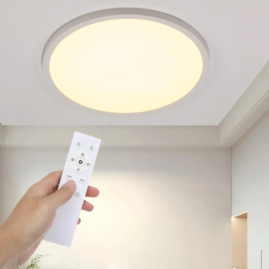 Lot de 2 plafonniers LED 30W ultra-plats 38cm avec télécommande variable