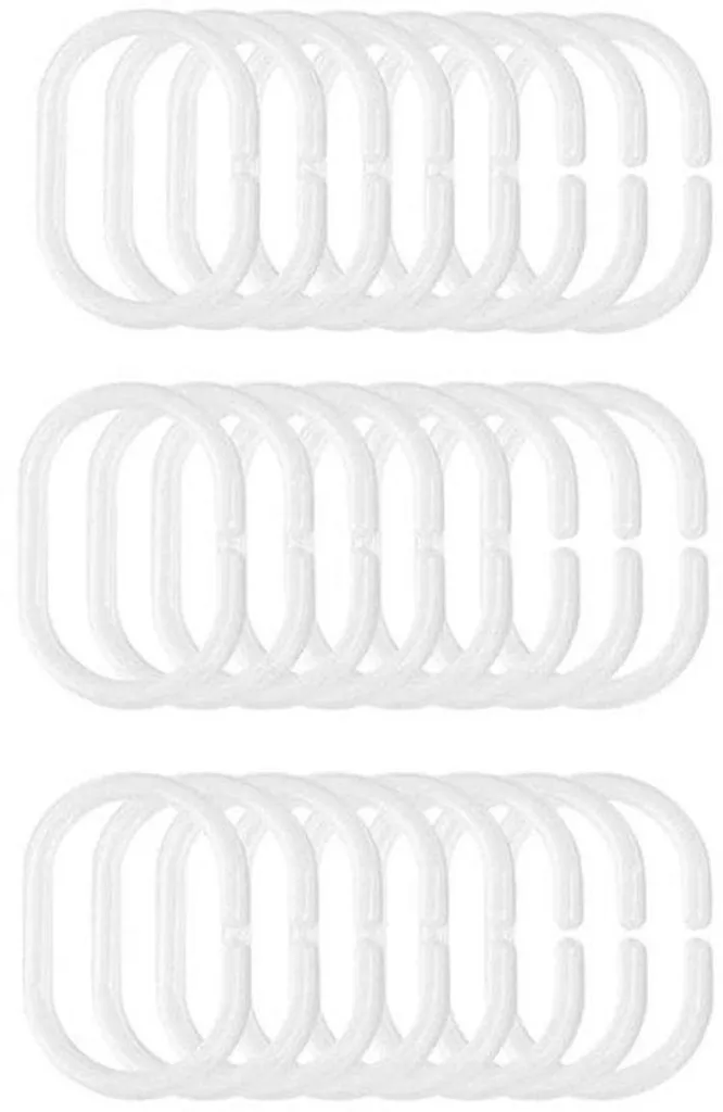 Crochets de rideau de douche universels en forme de C, lot de 24 pièces