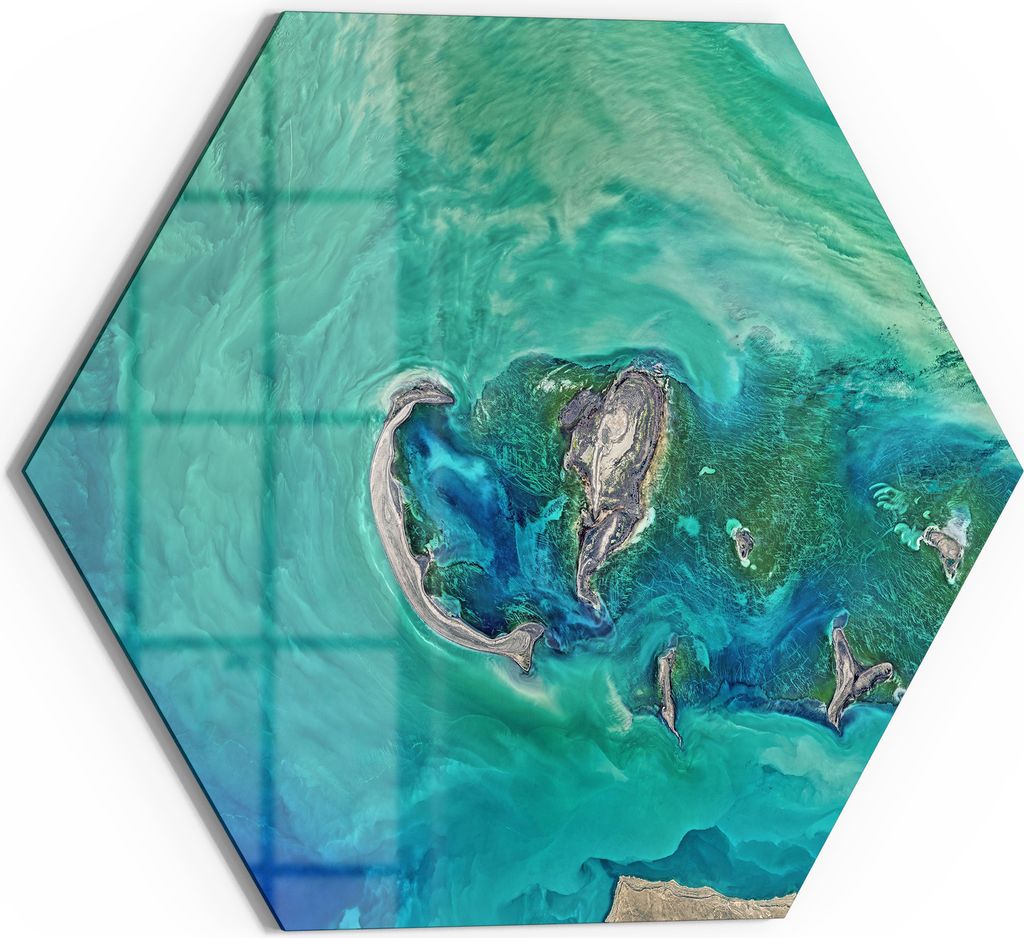 DEQORI Glasbild Echtglas 40x35 cm 'Herz der See' Wandbild Bild modern Deko