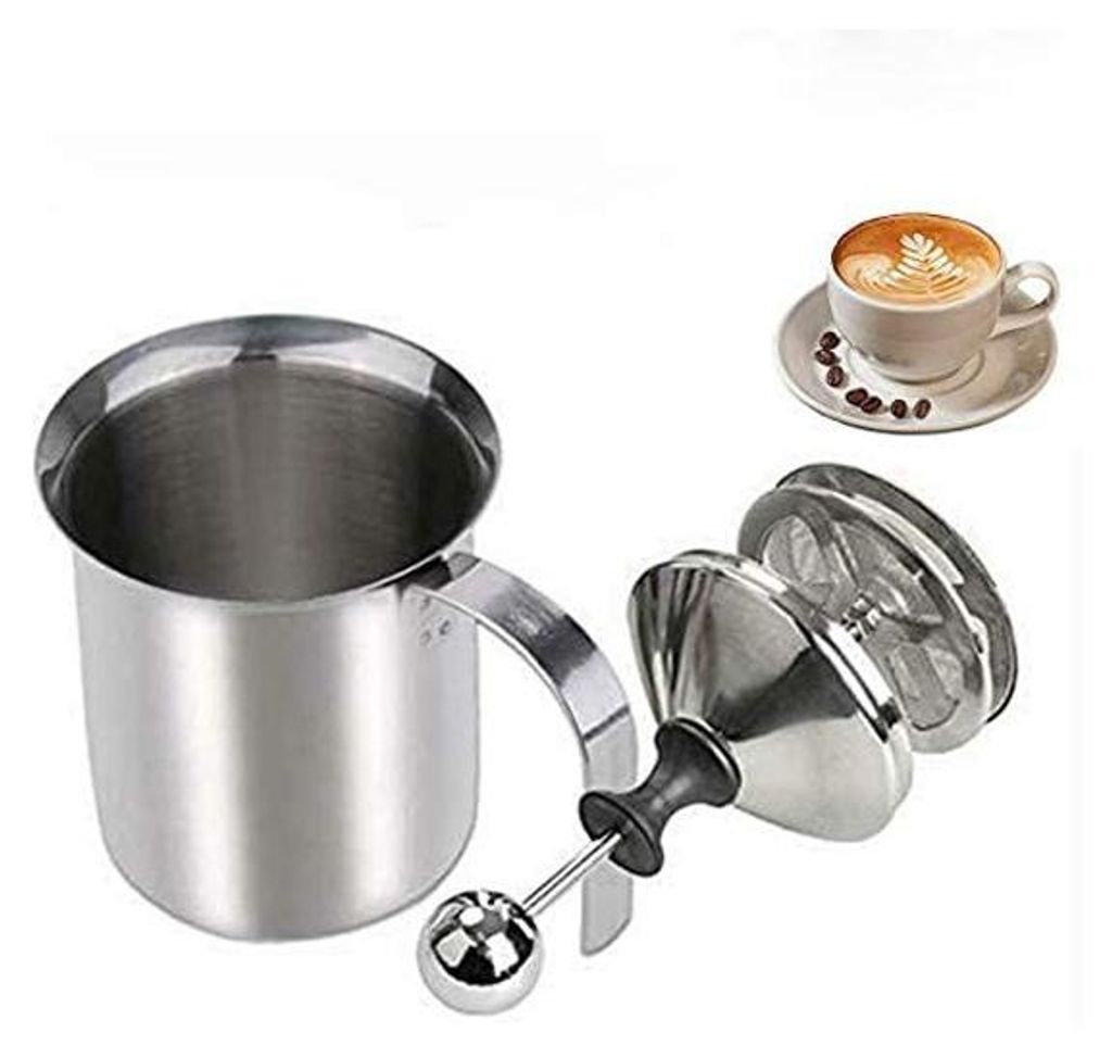 Manueller Milchaufsch?umer, 800 ml, Edelstahl, Doppelsieb, für Kaffee, Latte, hei?e Schokolade, Cappuccino und Sahne.