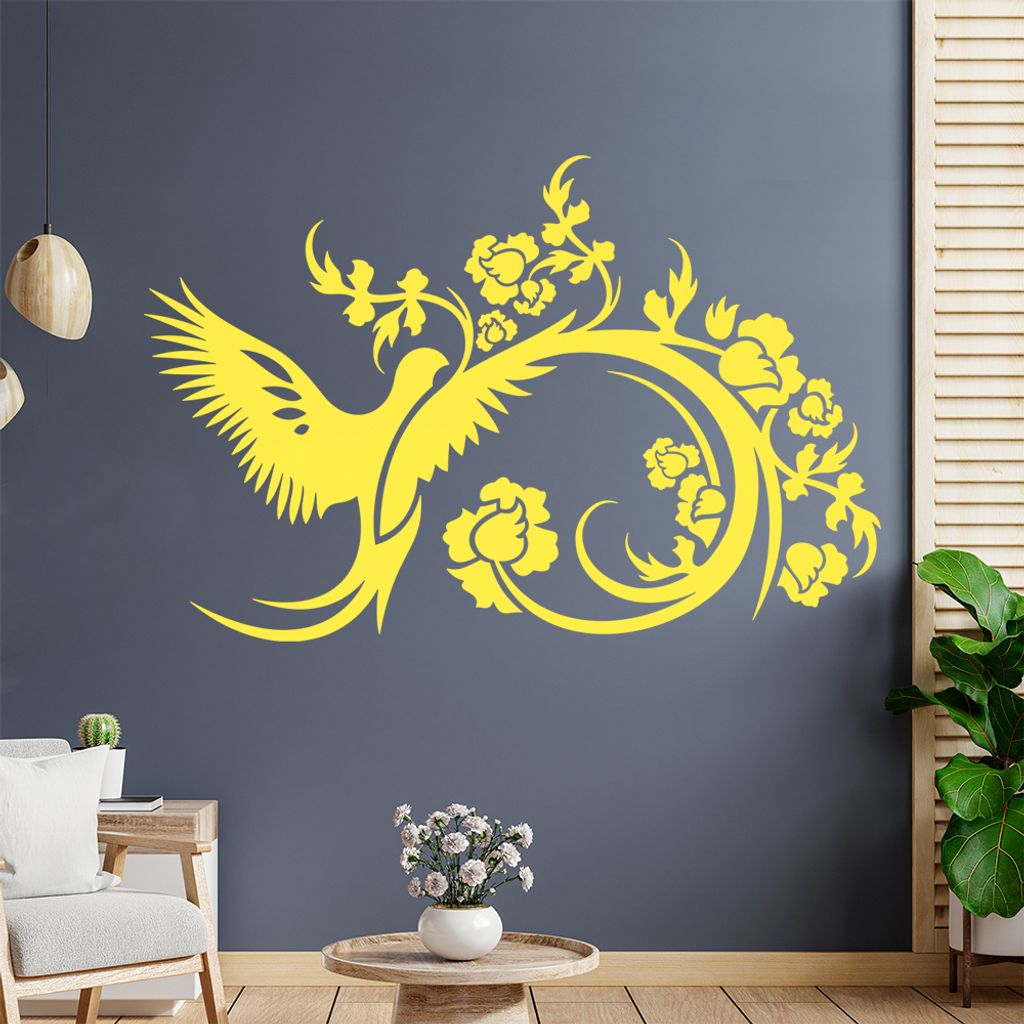 Tribal Colibri Ranke Wandtattoo in 6 Größen - Wandaufkleber Wall Sticker - Dekoration, Küche, Wohnzimmer, Schlafzimmer, Badezimmer
