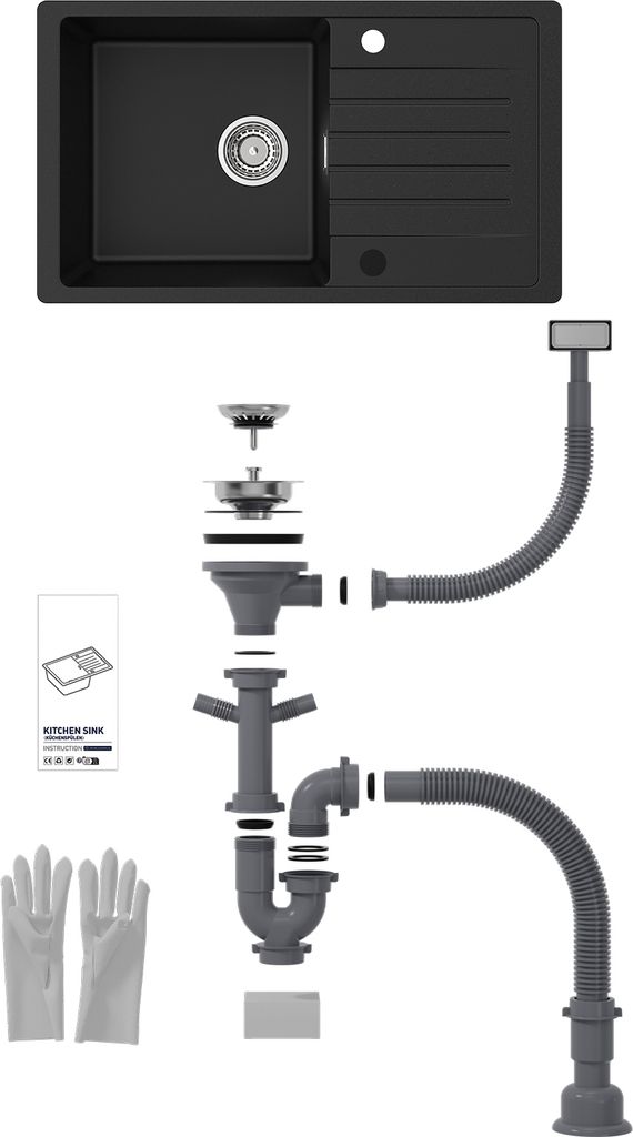 CECIPA granitový dřez kuchyňský dřez granitový dřez 78x45, Obrázek produktu 8