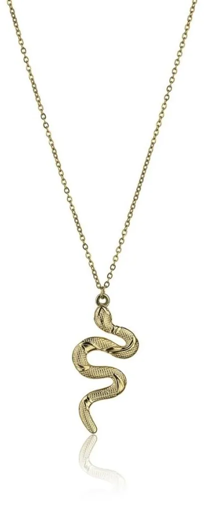 Bijou femme : Collier maille fine et pendentif serpent doré Juliette