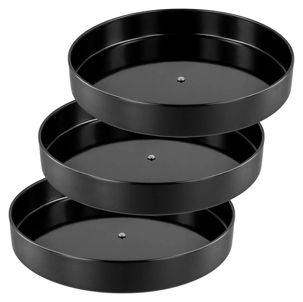 3 Stück 30 cm Drehteller Schwarz, Lazy Susan Drehteller Organizer Metall, Drehbarer Organizer für Gewürze, Küche, Badezimmer