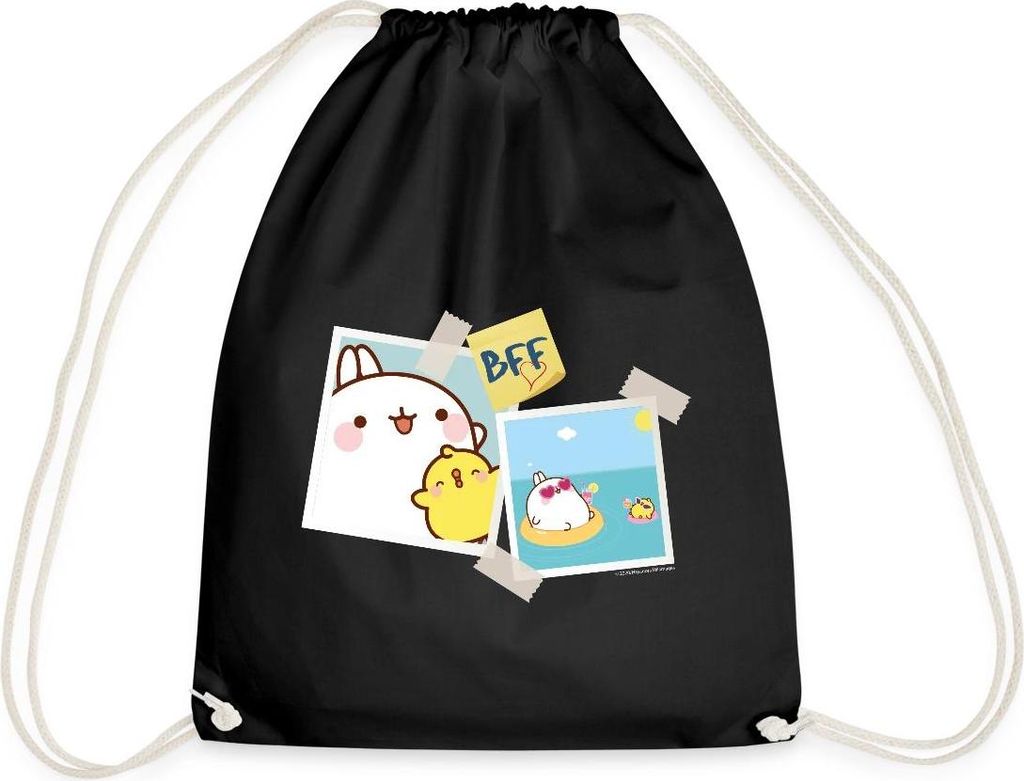 Spreadshirt Molang Piu Piu BFF Beste Freunde Turnbeutel, One size, Schwarz