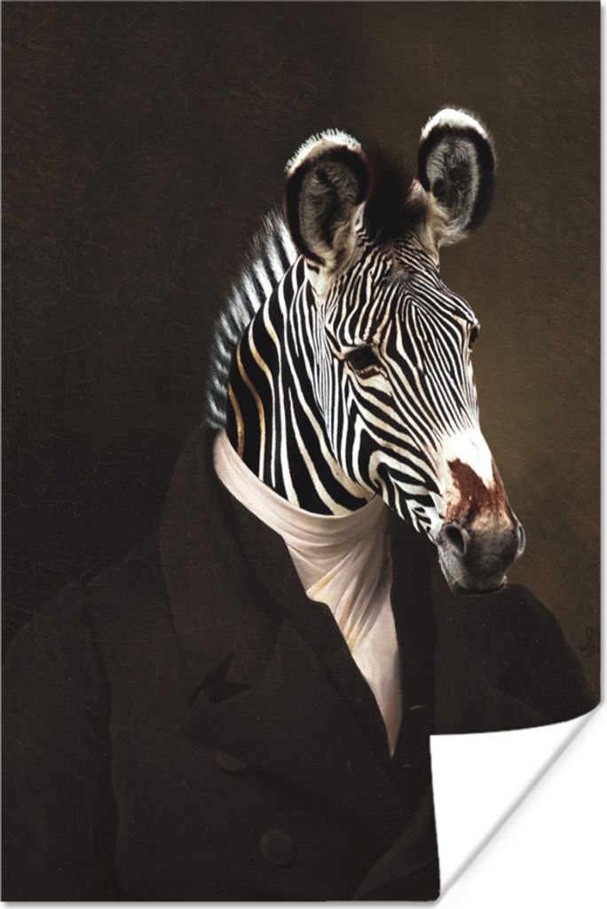 MuchoWow Poster Alte Meister - Ölgemälde - Zebra 40x60 cm - Plakate für die Wand - Poster Babyzimmer