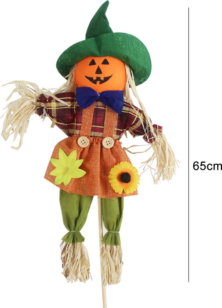Vogelscheuche-Dekor, attraktiv, bunt, mit Eimer, Halloween, bezaubernde Vogelscheuche für den Garten