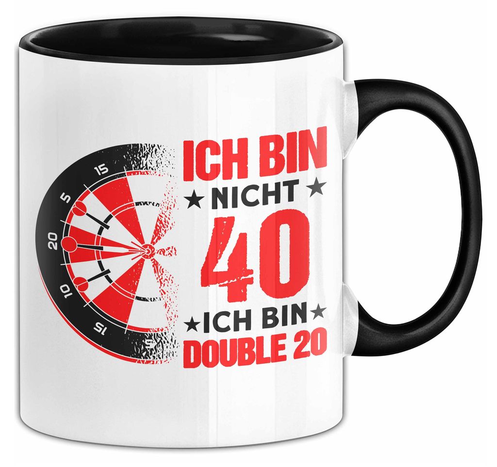 40. Geburtstag Tasse Darts  Geschenk Mann Spruch Dart Fan Produktbild 