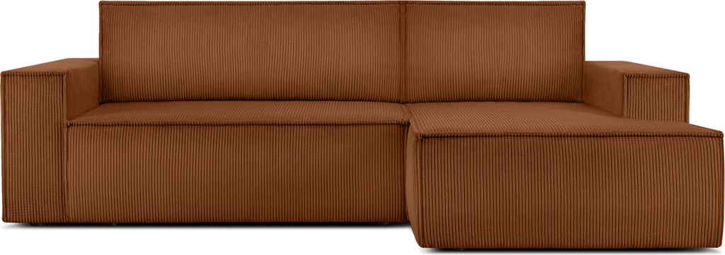 KONSIMO Ecksofa rechts in Pet Friendly Cord-Stoff mit Schlaffunktion "NAPI" ,rot, Kordstoff, Modern, 262x88x148cm