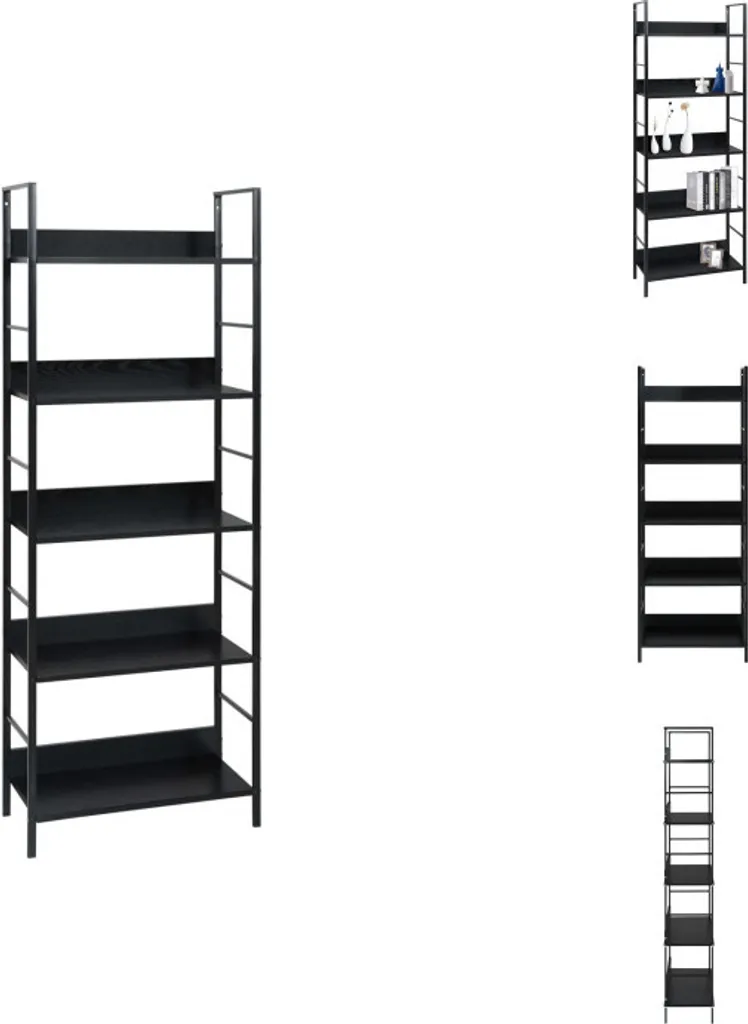 vidaXL Bibliothèque Noire 5 Étagères 60x27,6x158,5 cm en Bois Ingénié