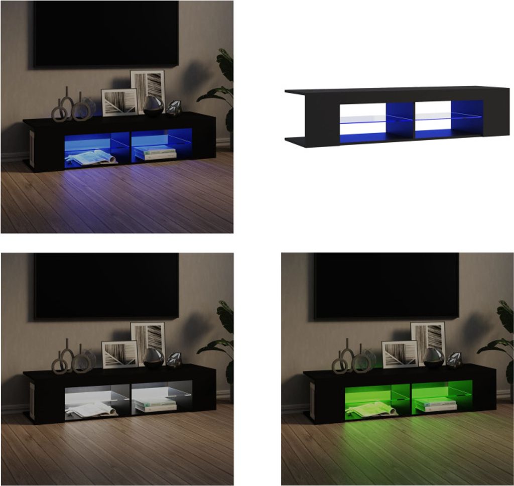 vidaXL TV Schrank mit LED Leuchten Schwarz 135x39x30 cm - TV-Schrank - TV-Schränke - TV-Schrank Mit LED - TV-Möbel