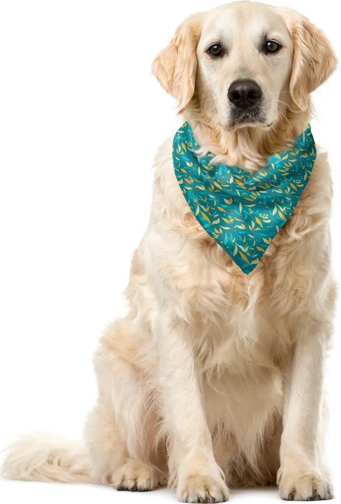 Bandana per Cani ABAKUHAUS 55x55cm - Stile Botanico Arancione e Seafoam