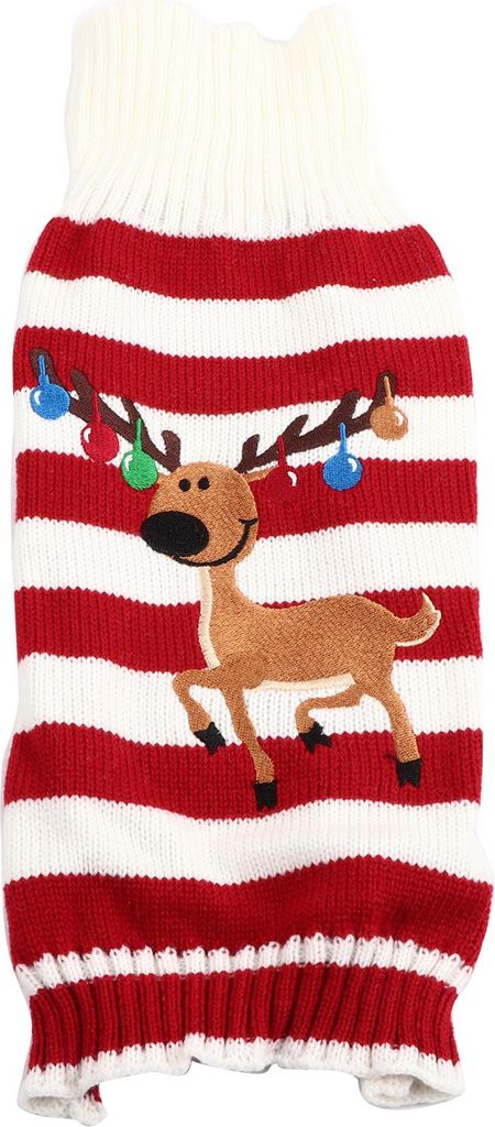 Modische Haustier warmen Pullover niedlichen Streifen Kleidung Katze Hund Wintermantel für Weihnachten (rot M)