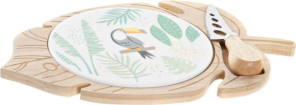 Käsebrett DKD Home Decor Bambus Steingut 28 x 18 x 3 cm (12 Stück)