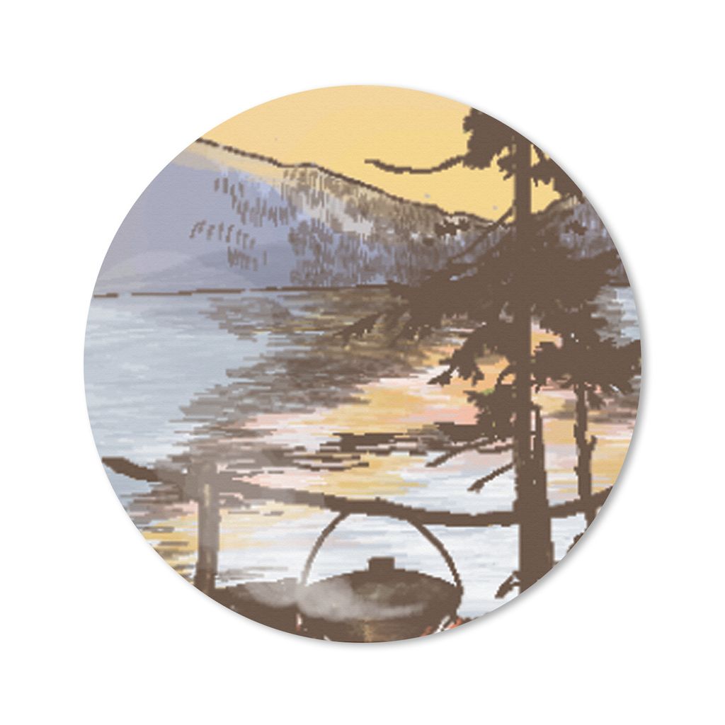 MuchoWow Mauspad Mousepad Kochen - Meer - Berge 20x20 cm - Mousepads - Maus Mat - Pad - Mausunterlage - Schreibtischmatte