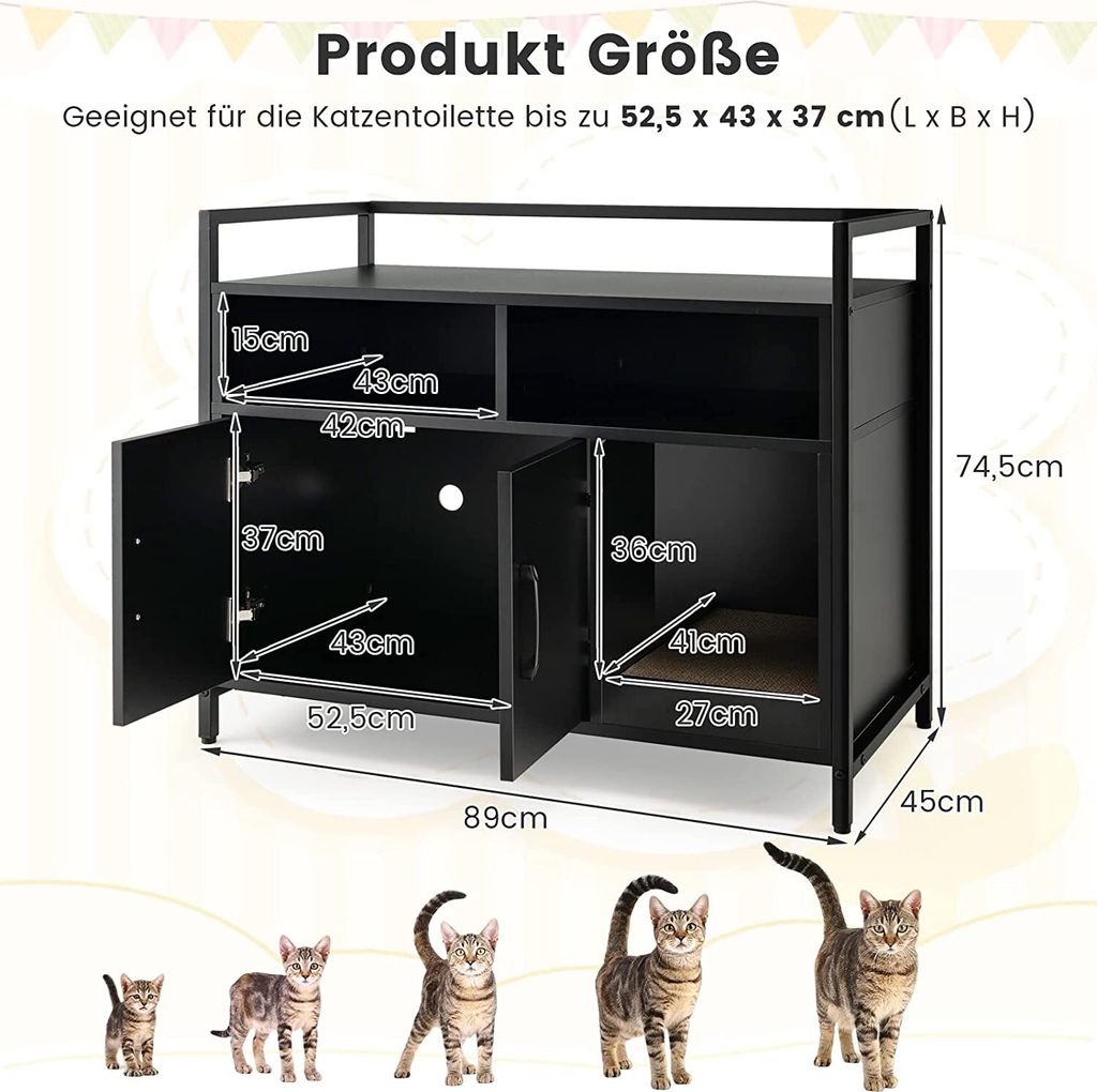 COSTWAY Box na podstielku pre mačky s dvojitými dverami, Obrázok produktu 7